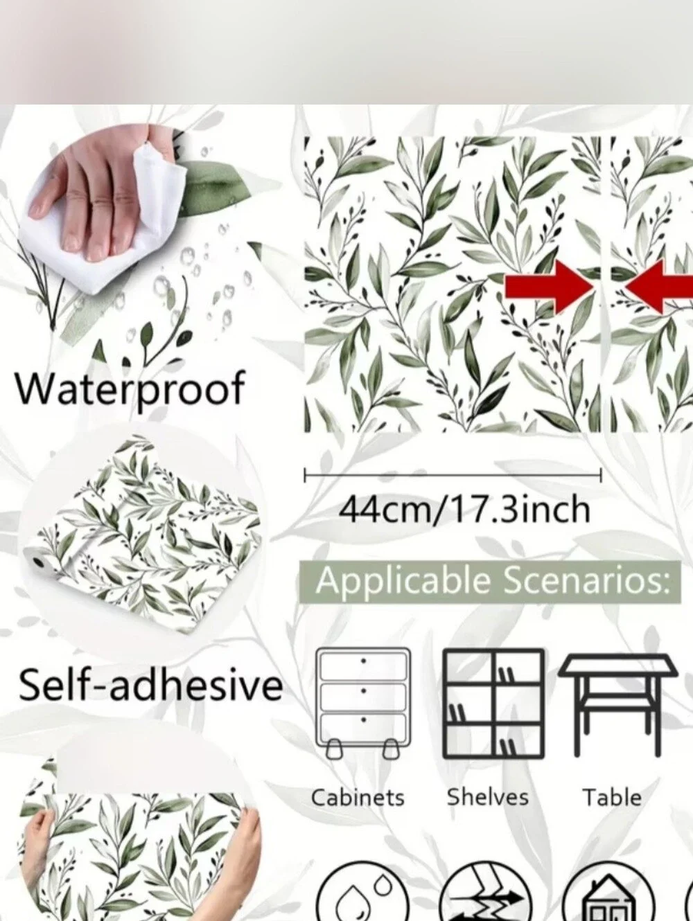 New 2 Rolls Green Botanical Leaf Peel and Stick Wallpaper #1468-1221